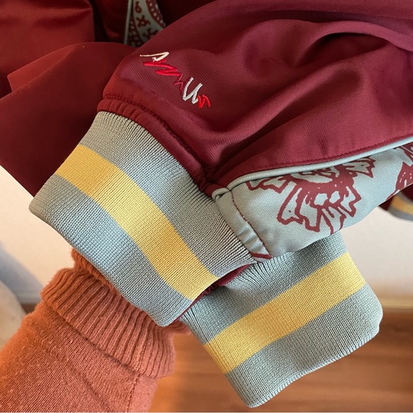 COOGI Burgundy Wine Blue Paisley Bohemian Zip Up Sweater Jacket - Picture 6 of 11